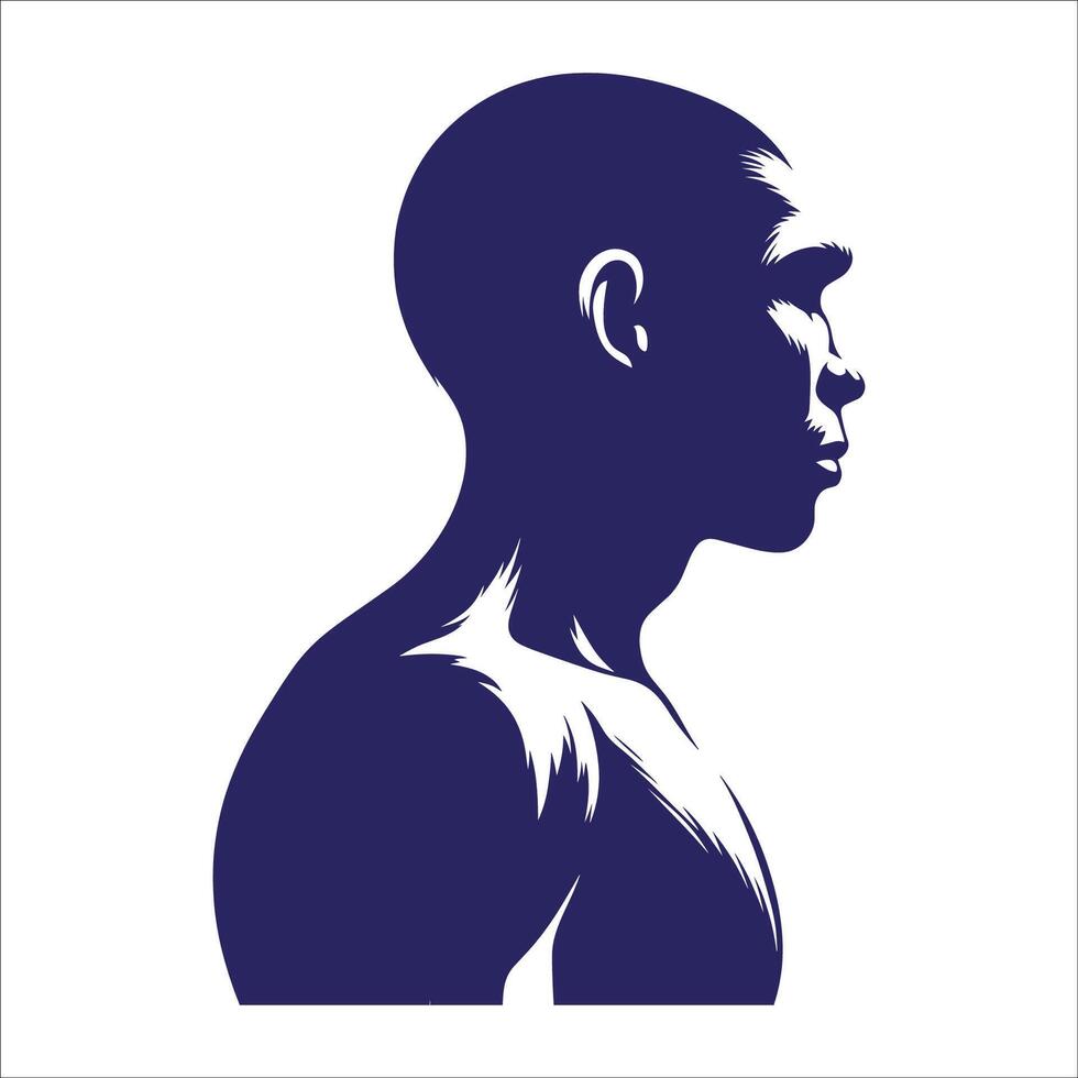 A silhouette of a man's head with a shaved head vector