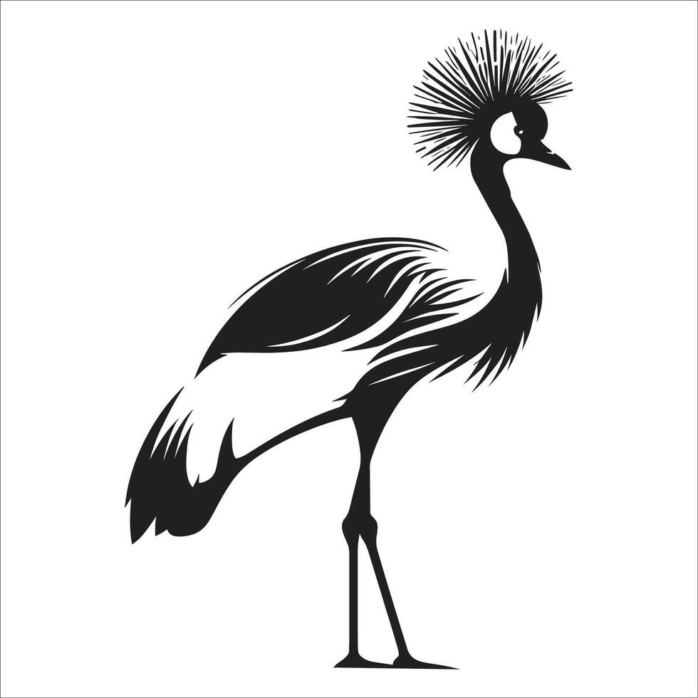 Silhouette of a crane bird on a white background vector