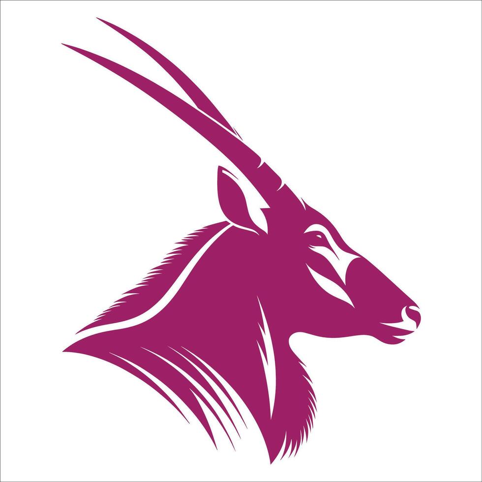 Elegant Magenta Antelope Illustration with Long Curved Horns and Artistic Design for Nature and Wildlife Enthusiasts vector