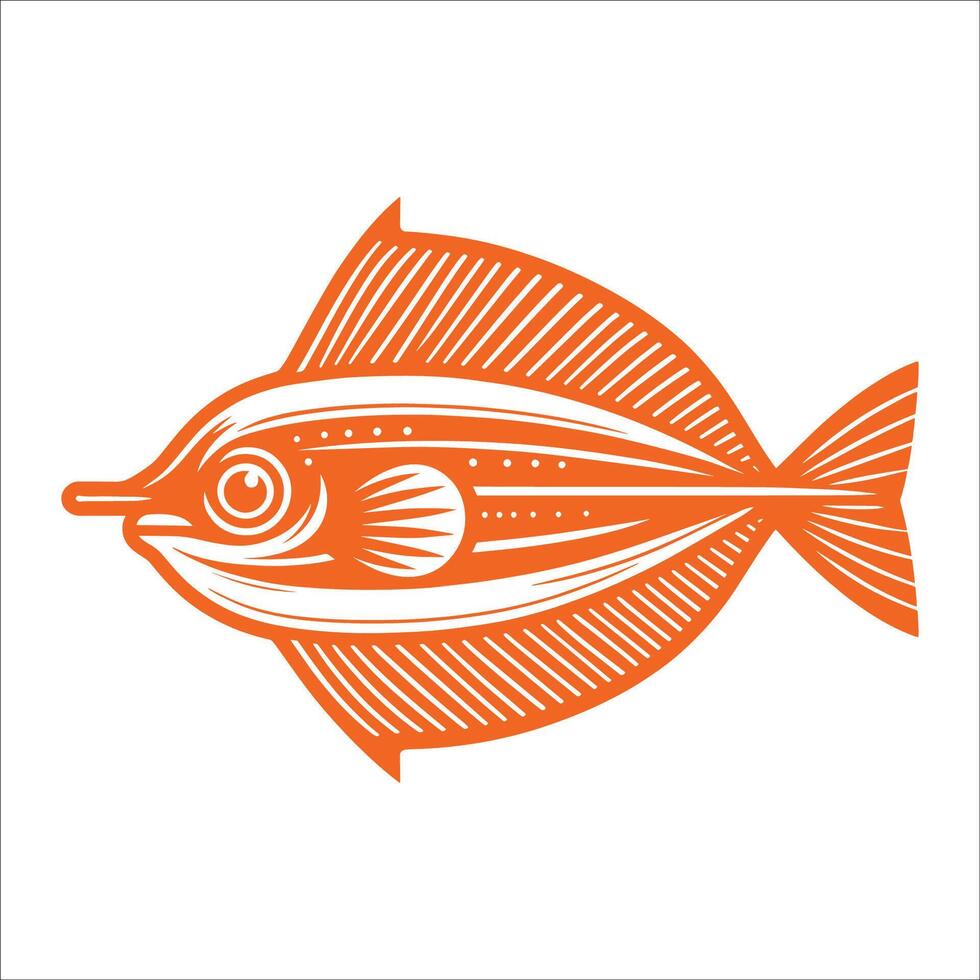 A fish in orange on a white background vector