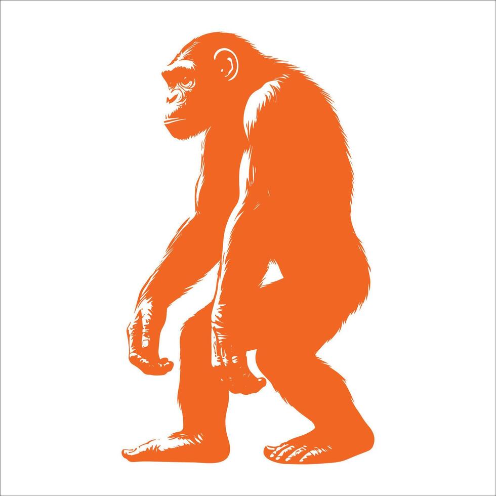 An orange ape with a big head and a small body vector