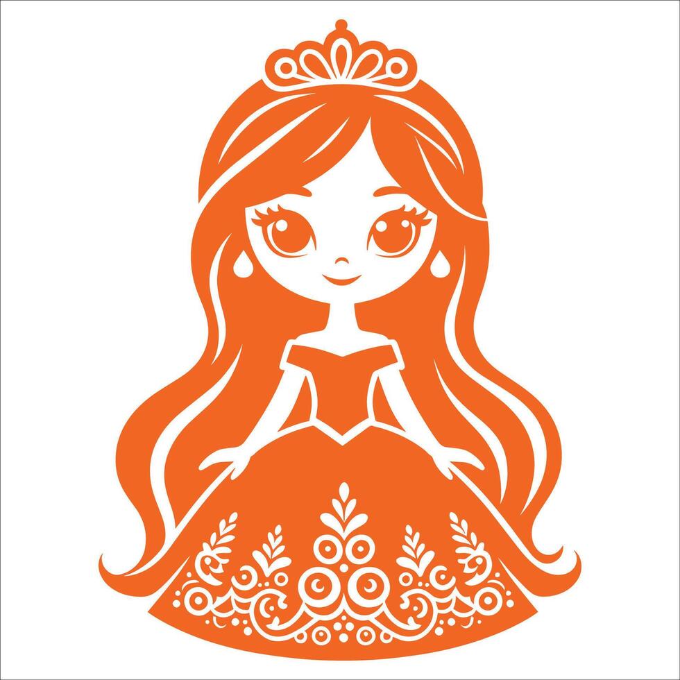 A princess in an orange dress vector