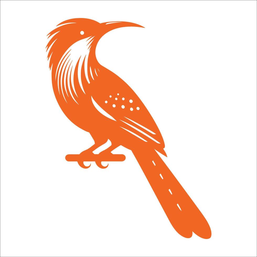 Stylized Bird Silhouette, Elegant Bird Illustration, Ornate Perched Bird Clipart vector