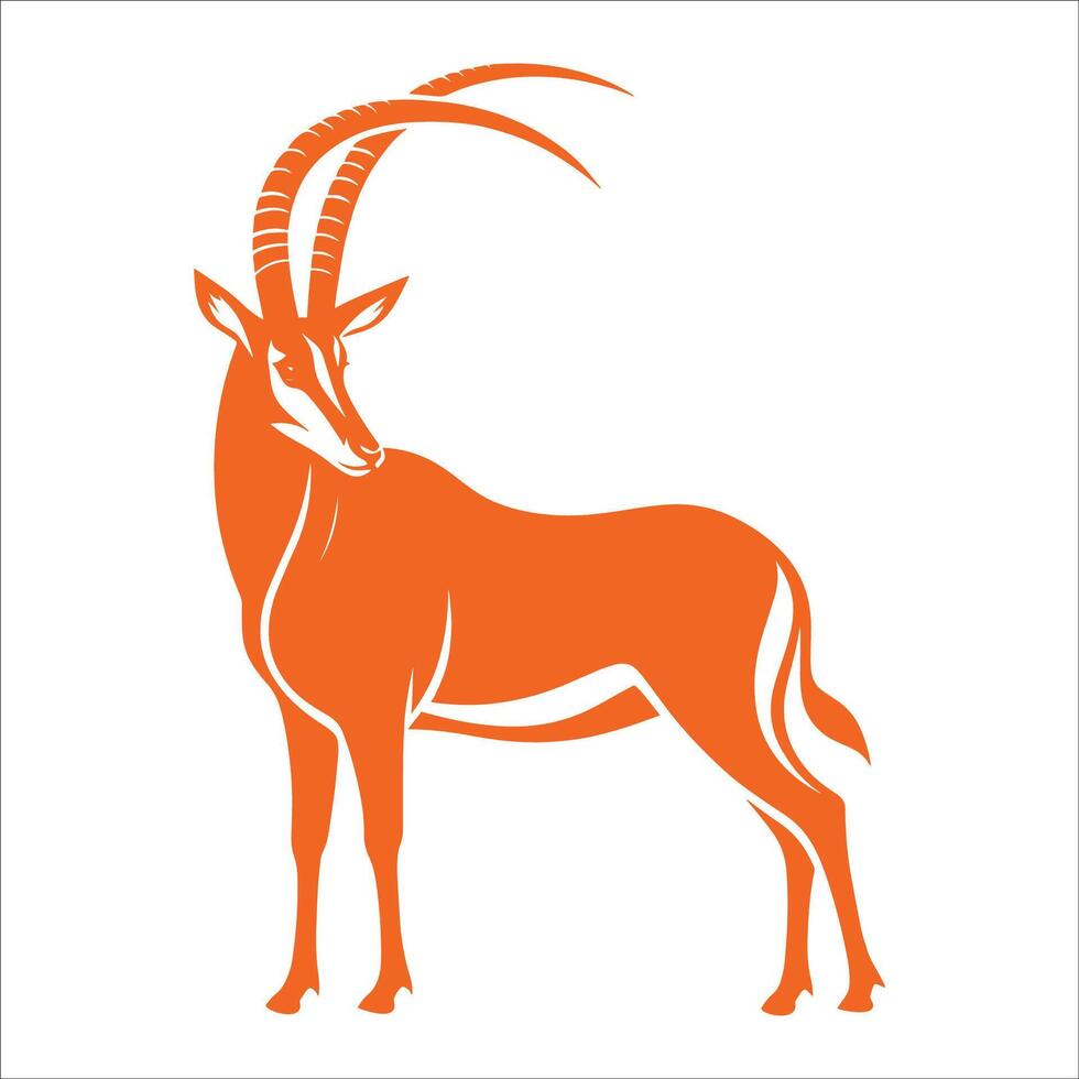 An orange gazelle with long horns on a white background vector
