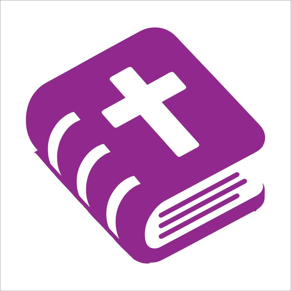 A purple bible with a cross on it vector