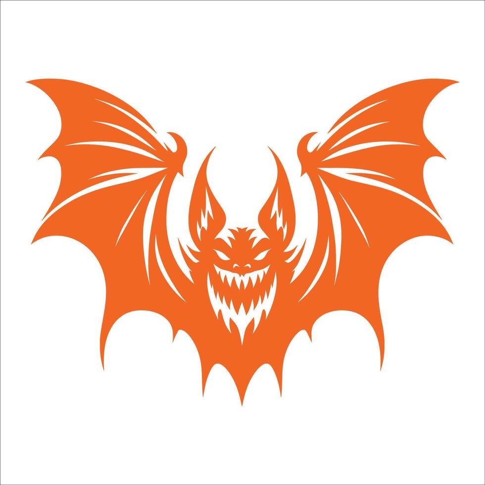 A bat with orange wings on a white background vector