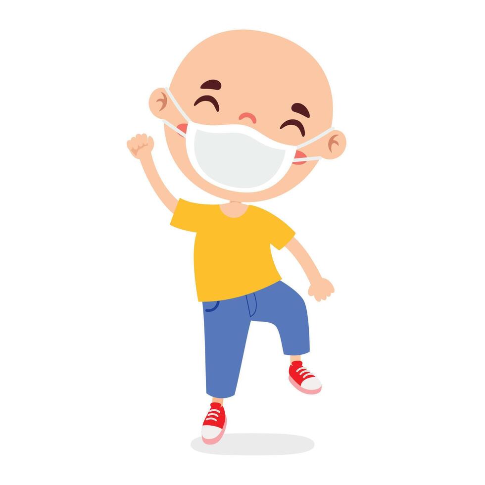 Cute Boy With Leukemia Jumping vector