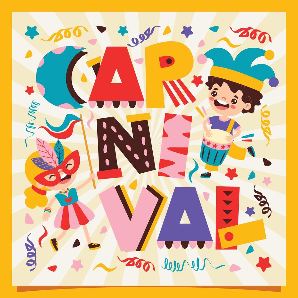 Funny Kids Enjoying Carnival vector