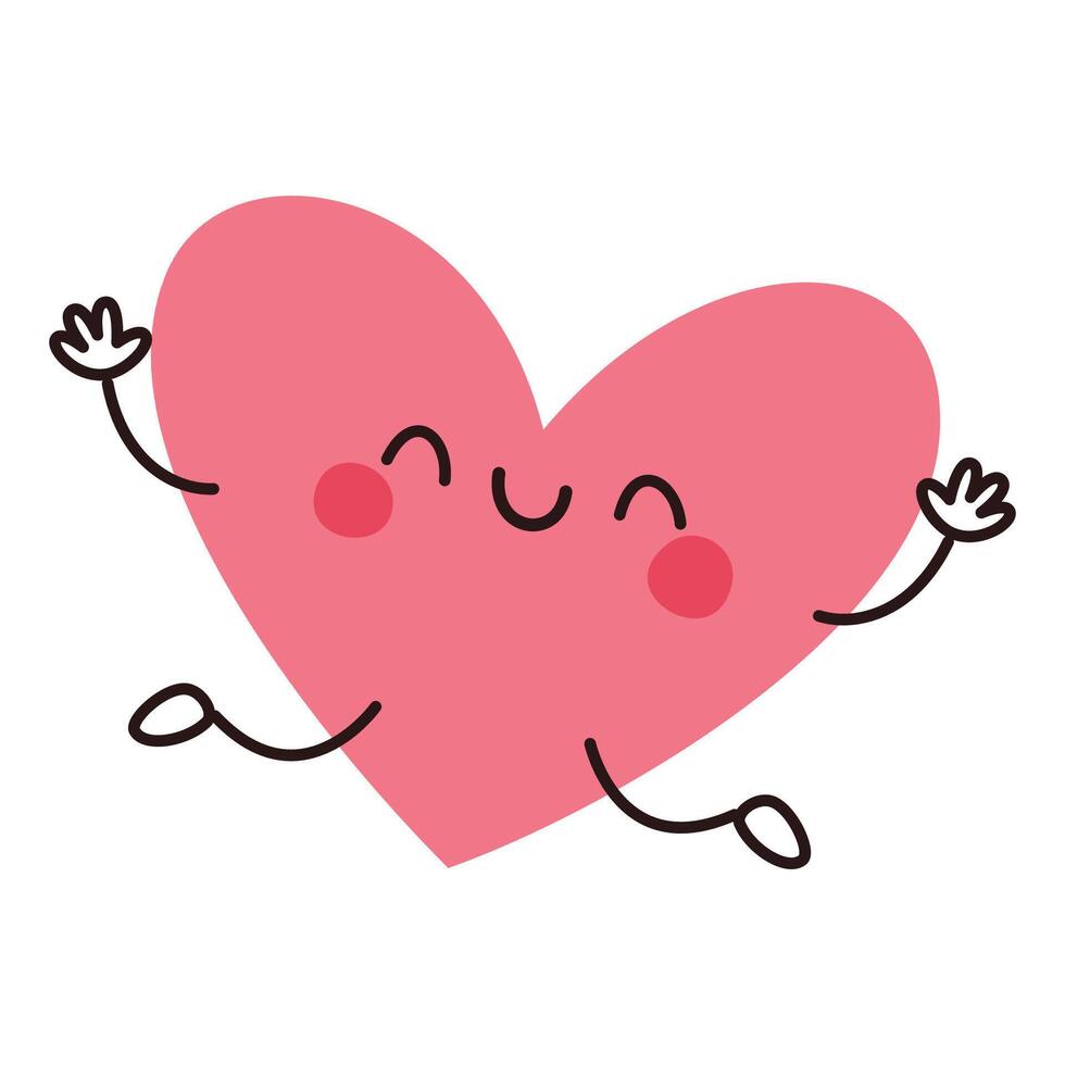 Happy Heart Character In Positive Emotion vector