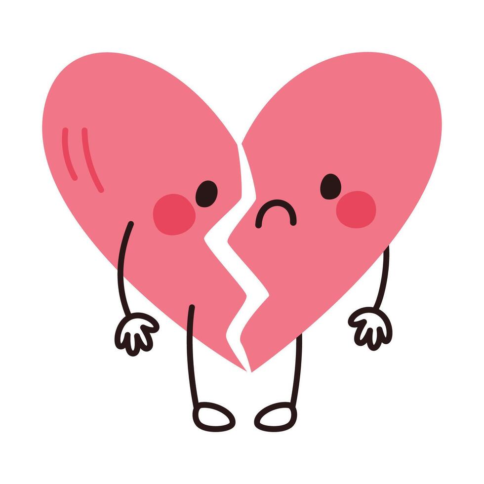 A Heart Character In Sad Emotion vector
