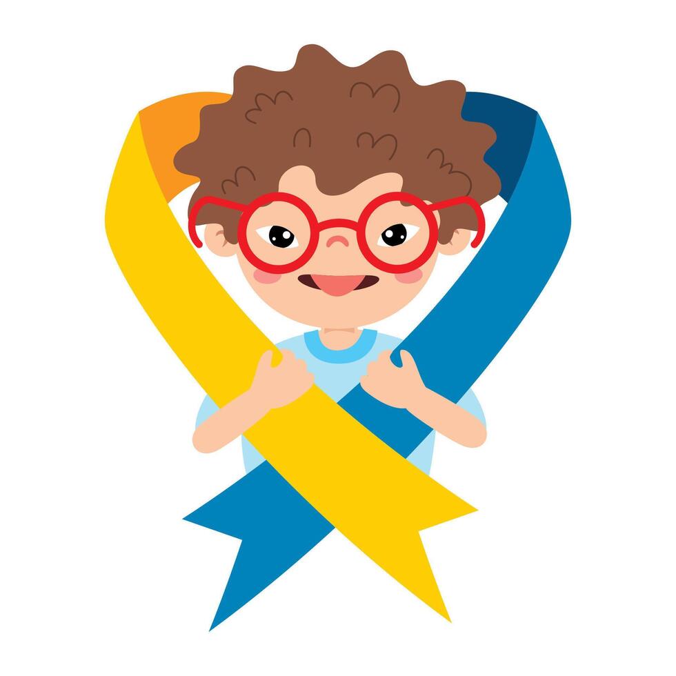 Boy With Down Syndrome Smiling vector