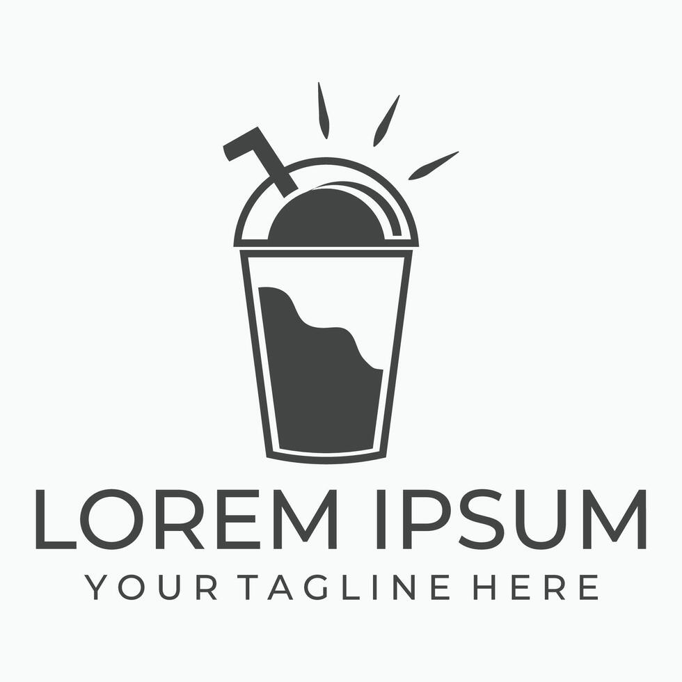 Ice cream drink logo design template vector