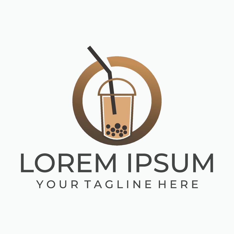 Bubble tea logo template vector