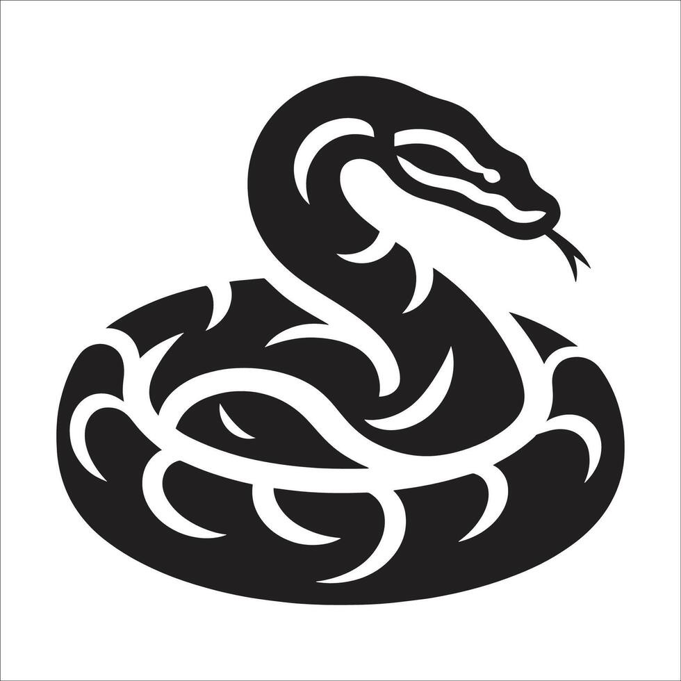 A black and white snake icon on a white background vector