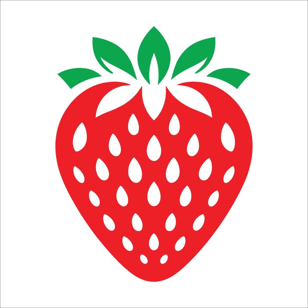 Vibrant Red Strawberry with White Seeds and Green Leaves - Perfect for Food, Nature, and Decorative Designs vector