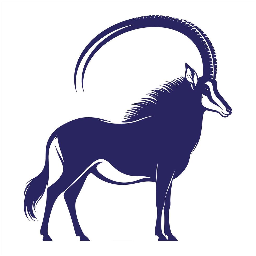 An oryx antelope with long horns on a white background vector