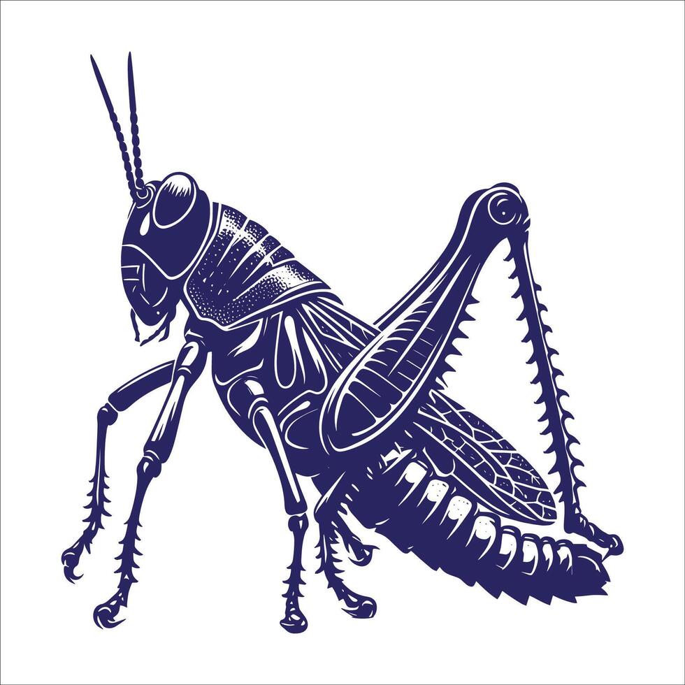 A grasshopper in a blue and white design vector
