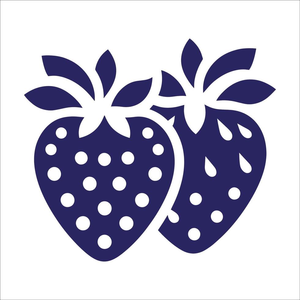 Two strawberries with dots on them in a blue and white design vector
