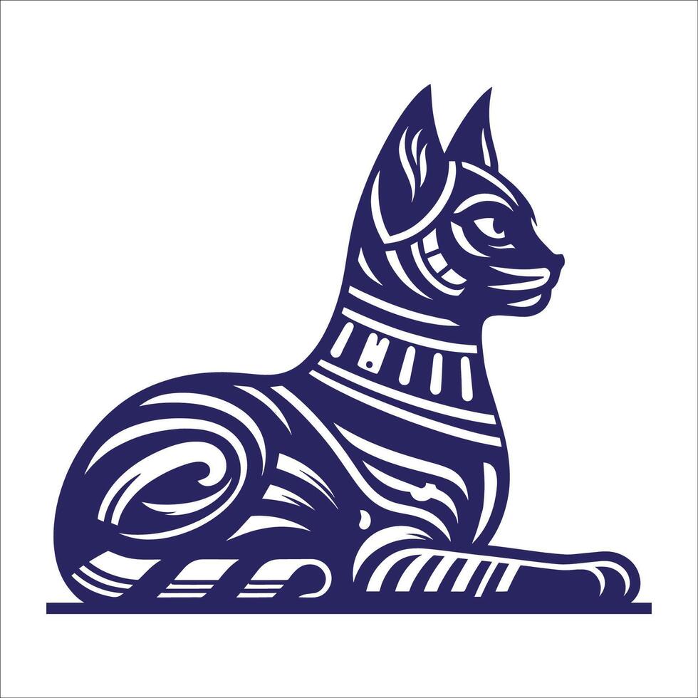 An egyptian cat is sitting on a white background vector