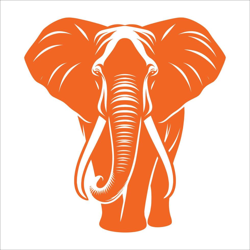 An elephant with tusks in orange on a white background vector