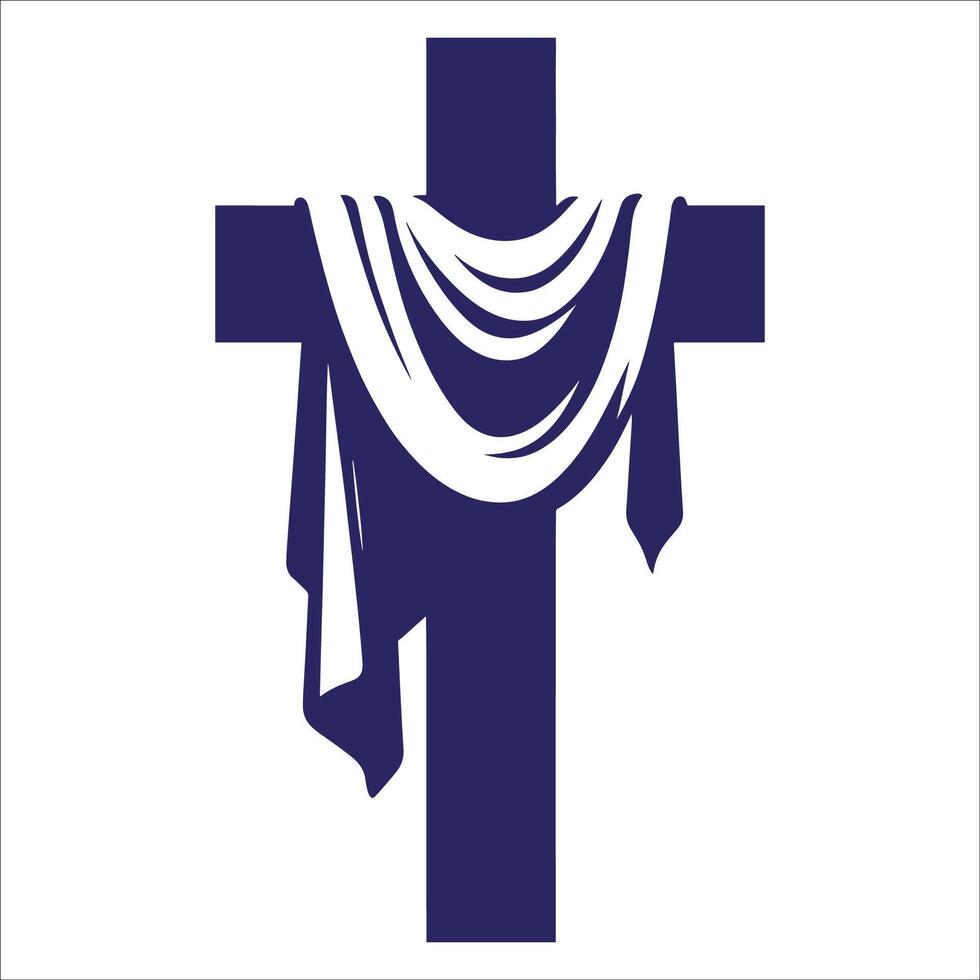 A cross with a cloth draped over it vector