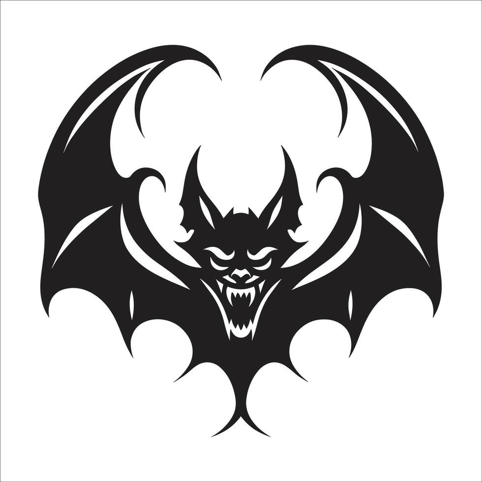 A black and white bat with horns on it vector
