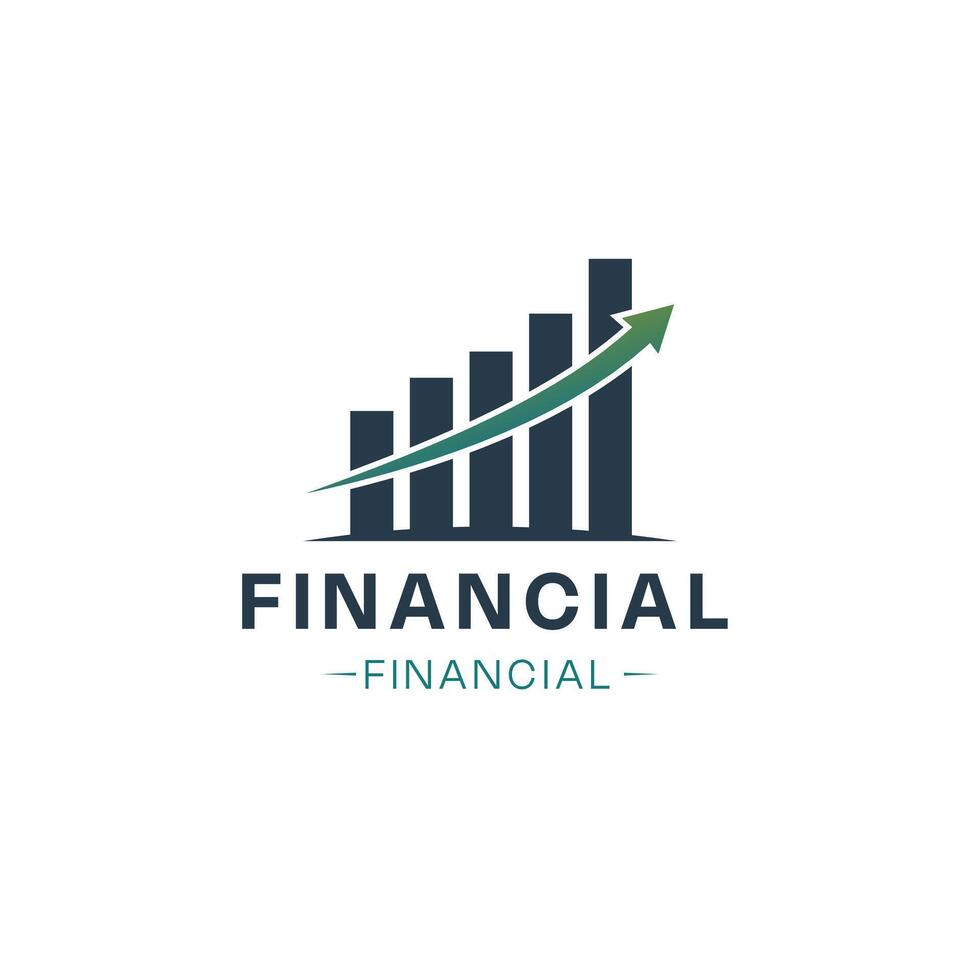 A modern and sleek logo design featuring an upward trending bar graph with an arrow, symbolizing financial growth and success. vector