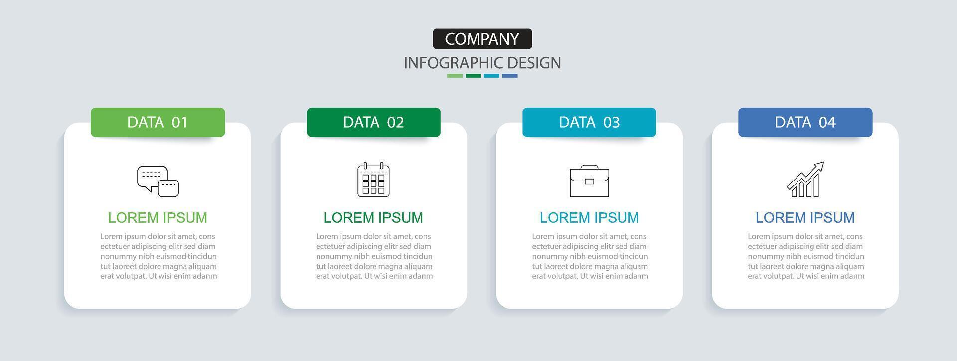 4 data infographics square layout template. Illustration abstract background. vector