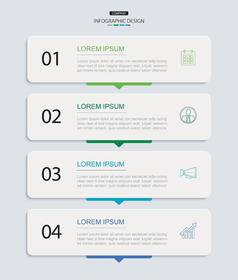 4 data infographic rectangle tab index template. Illustration business abstract background. vector