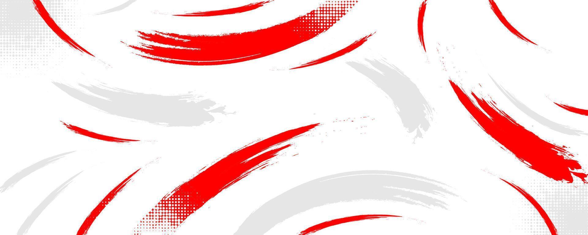 Creative red and white abstract sports background with grunge texture, brush stroke vector