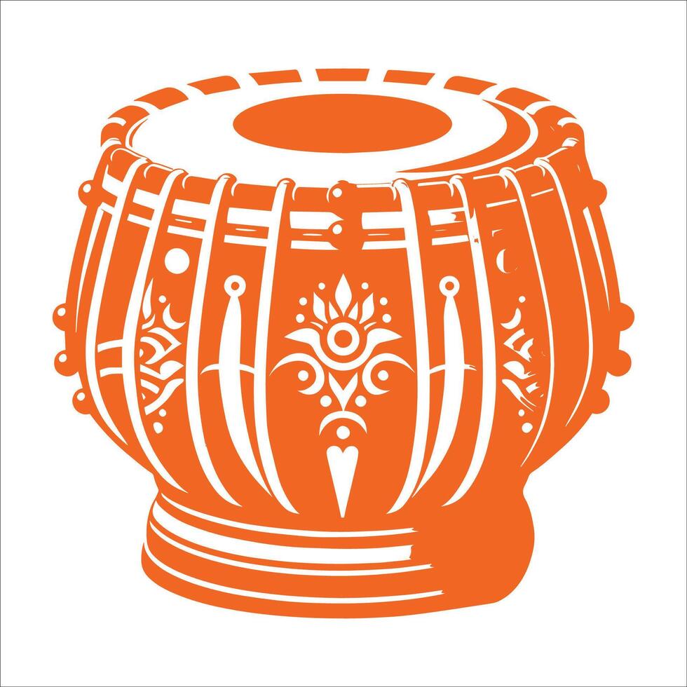 Traditional Indian Tabla Drum Illustration, Beautiful Percussion Instrument Design, Cultural Music Element for Festivals and Classical Performances vector