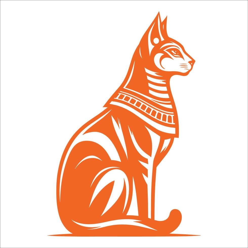 An egyptian cat is sitting on a white background vector