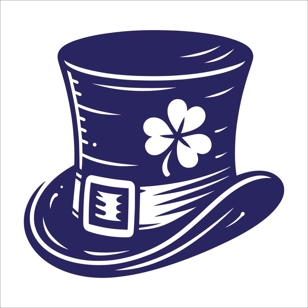 Modern Flat Design Leprechaun Hat. St Patrick Day Icon. Irish Leprechaun Hat Isolated On White Background vector