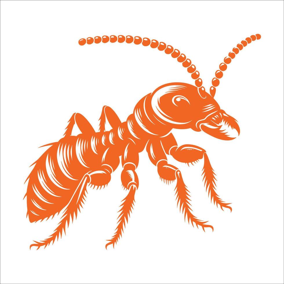 Detailed Orange Termite Illustration for Educational and Artistic Purposes, Highlighting Insect Anatomy and Features vector