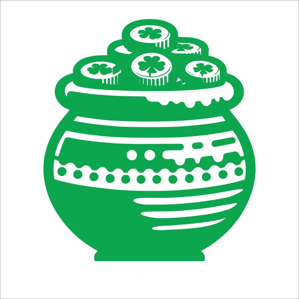 Saint Patrick's Day Pot Filled With Coins Isolated On White Background vector