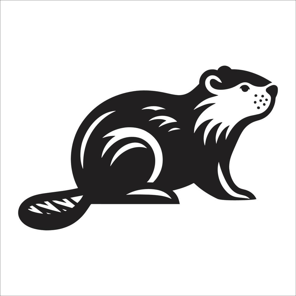 A black and white beaver icon on a white background vector