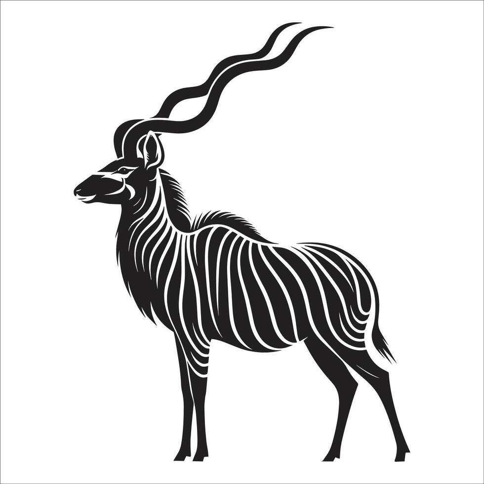 An image of a black and white kudu vector