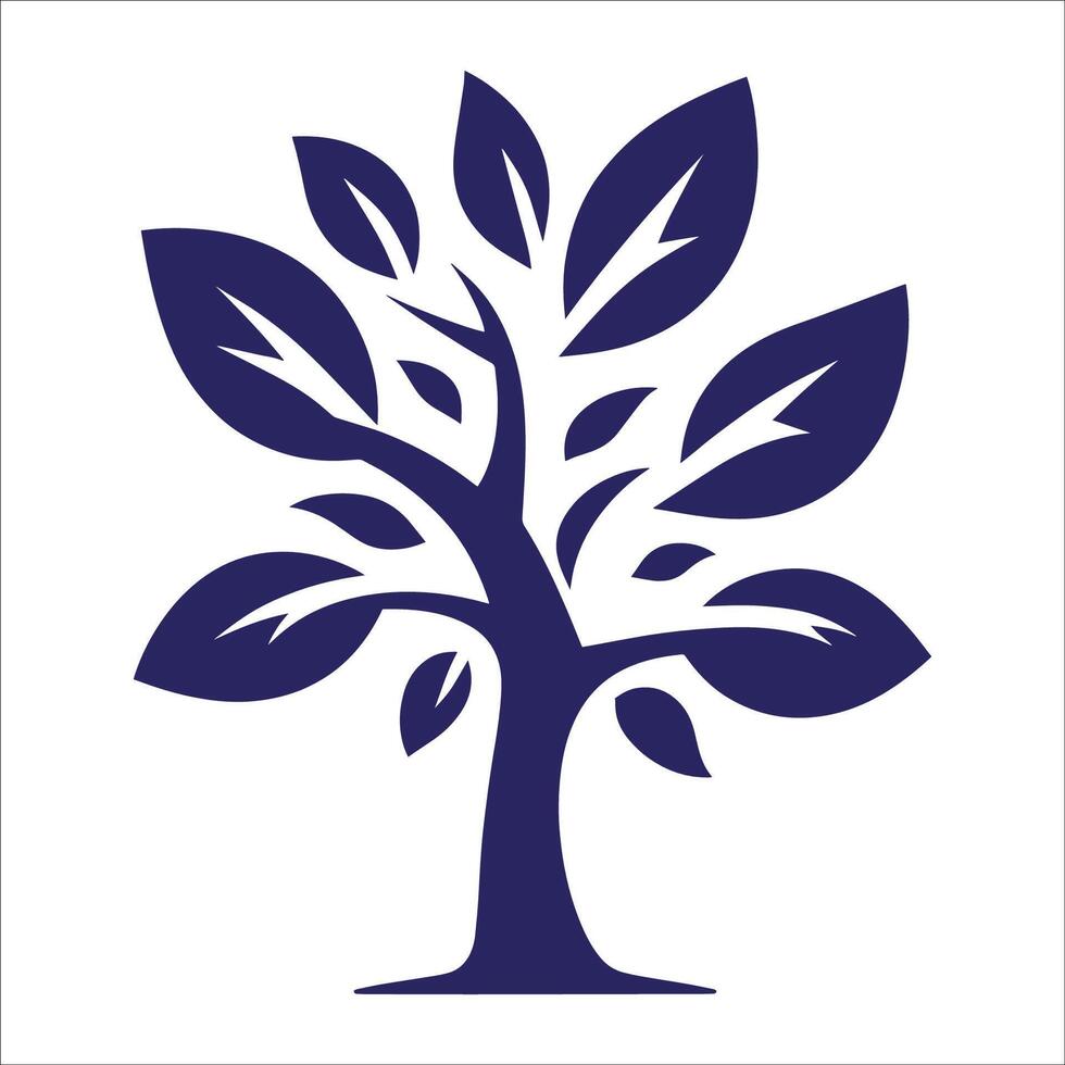 A blue tree with leaves on it vector
