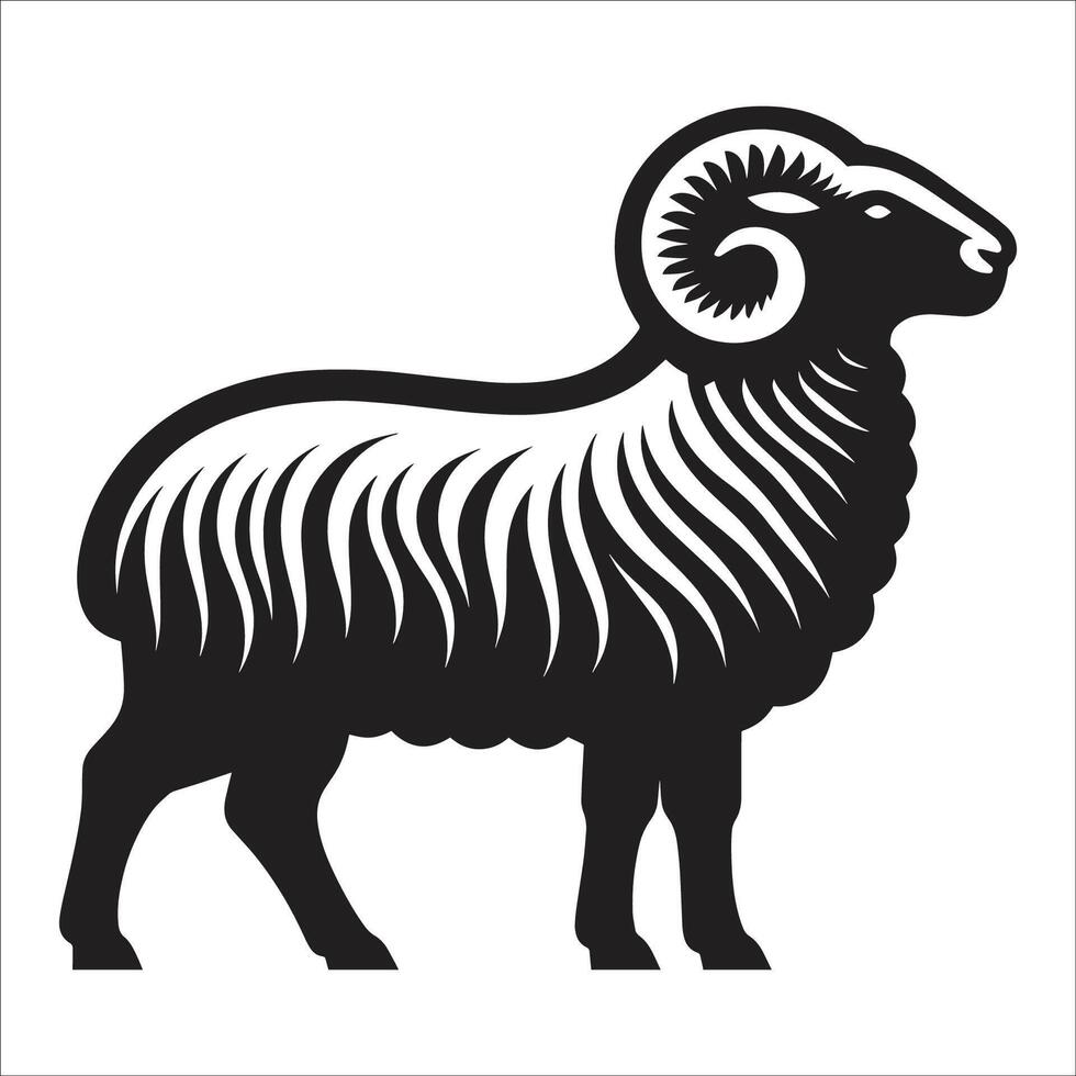 A black and white sheep silhouette on a white background vector