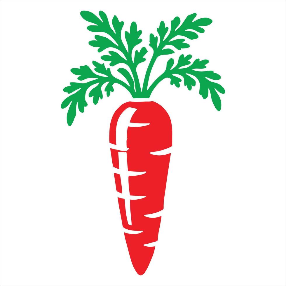 Vibrant Red Carrot with Green Leaves - Ideal for Food, Nature, and Botanical Themes vector