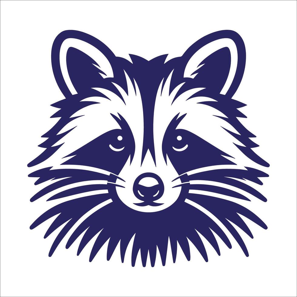 A raccoon head in blue and white on a white background vector
