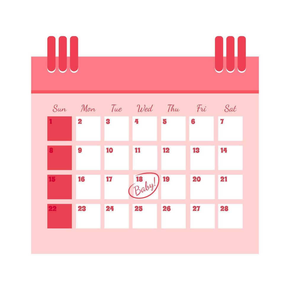 Calendar with circled date. Pregnancy concept. vector