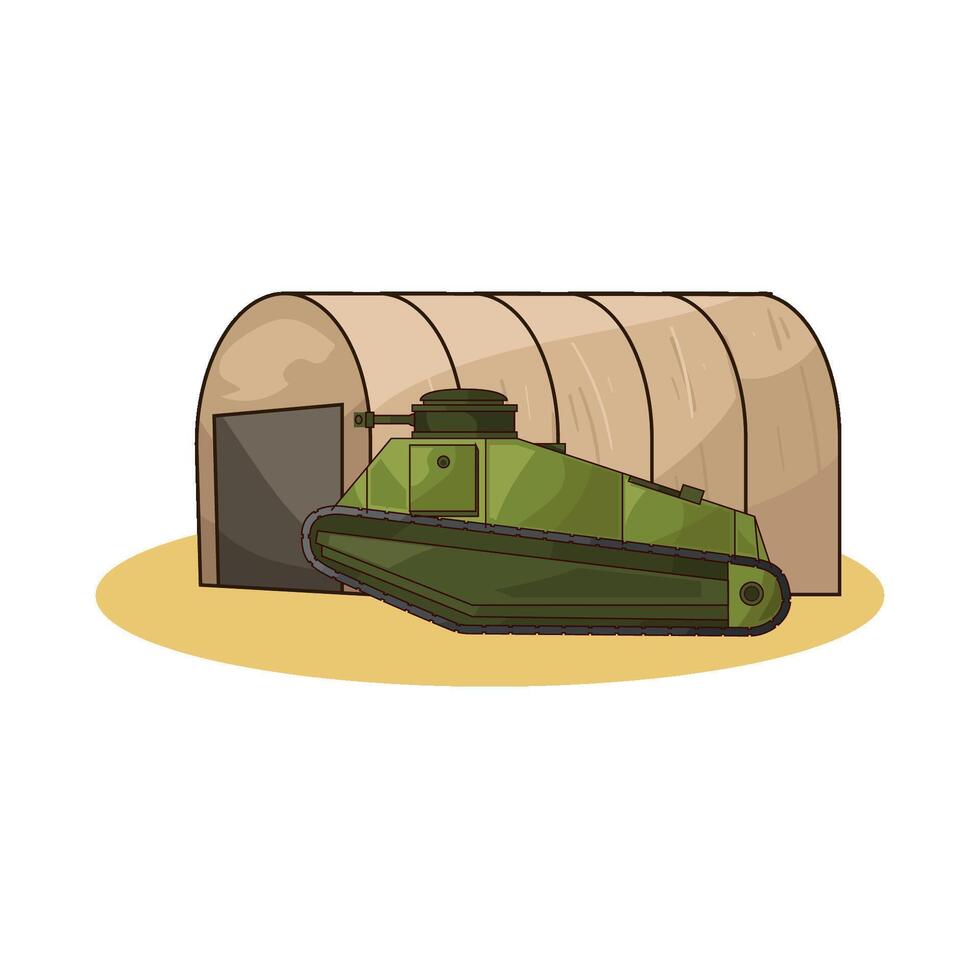 Army tanks parked near the base illustration vector