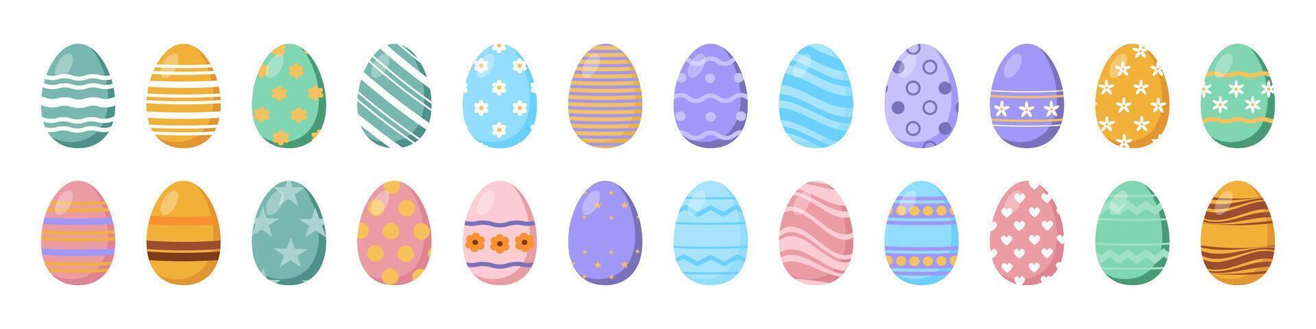 Set of color Easter Eggs with pattern. Design elements for holiday cards. illustration vector