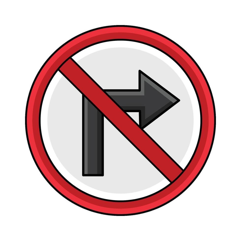 illustration of No Right Turn vector