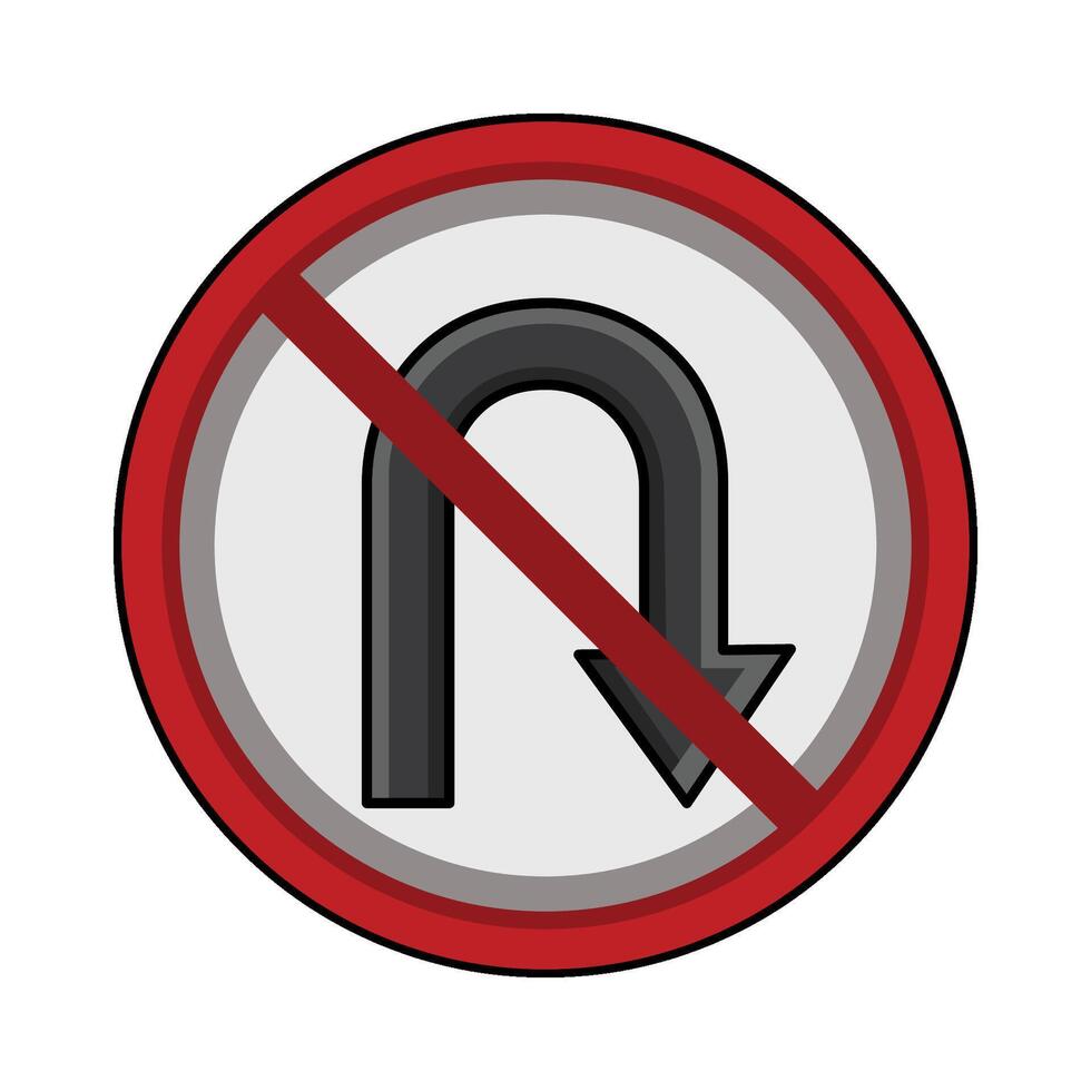 illustration of No U-Turn vector