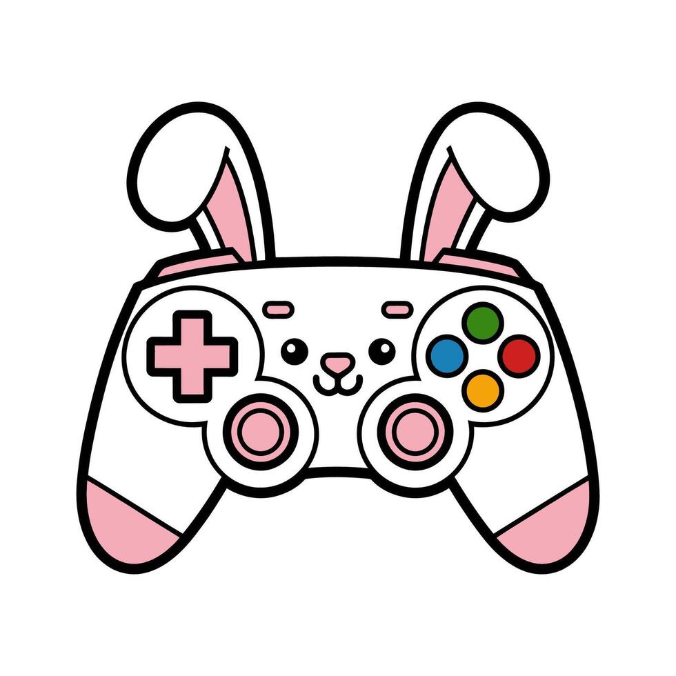 Cute Bunny Gaming Controller Illustration vector
