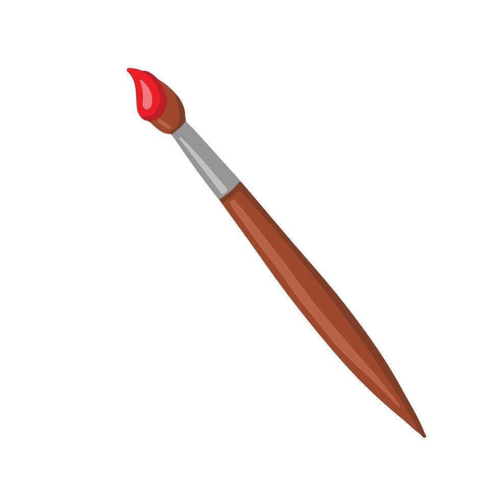 Brush with paint for drawing, hand drawn illustration vector