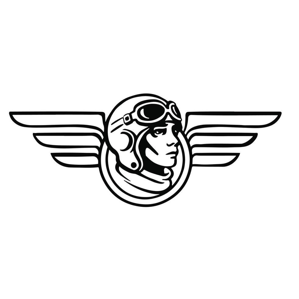 linear monochrome icon aviator pilot simple vector