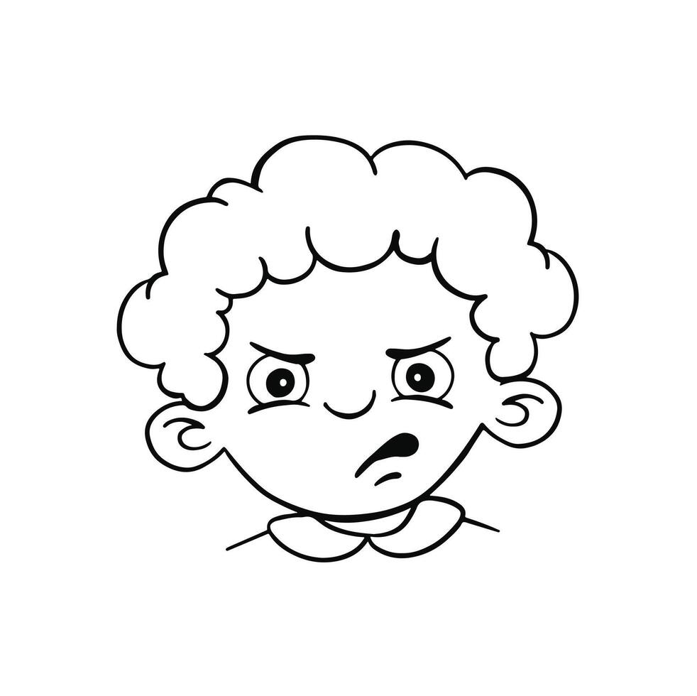 emotion avatar child boy angry, mad line vector